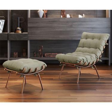 Imagem de Poltrona E Puff M06 Estrutura De Ferro Mais Decor Cobre/bege