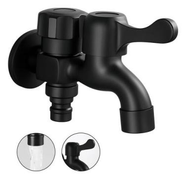 Imagem de Torneira Térmica Máquina De Lavar Tanque Metal 2 Saídas 1/4 Volta Pret