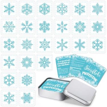 Imagem de Sotiff 52 Pcs Christmas Snowflake Memory Matching Game Educational Concentration Memory Card Winter Themed Cards with Boxes for Xmas Party Merry Holiday Decorations Family Party Games