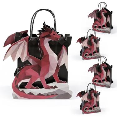 Imagem de Cheerland Sacos de lembrancinha de festa de dragão, decorações de festa medievais, saco de presente de dragão, sacos de papel com tema de fantasia, decoração de aniversário, suprimentos de festa