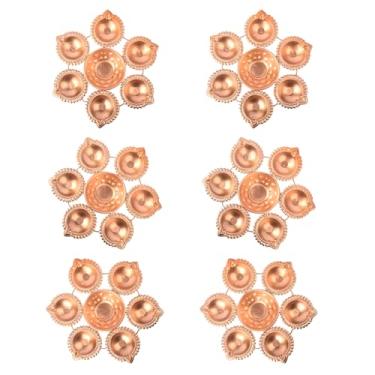 Imagem de SATVIK Urli de metal tradicional para decoração – Conjunto de 6 | Tigelas decorativas de Urli com acabamento antigo para flores flutuantes, Diyas e velas | Urli de metal para casa, templo e decoração