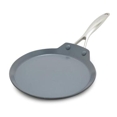 Imagem de GreenPan Panela de crepe antiaderente Swift de 24 cm, frigideira de panqueca de cerâmica sem PFA, utensílios de cozinha adequados para indução, podem ser lavados na lava-louças e no forno, cinza
