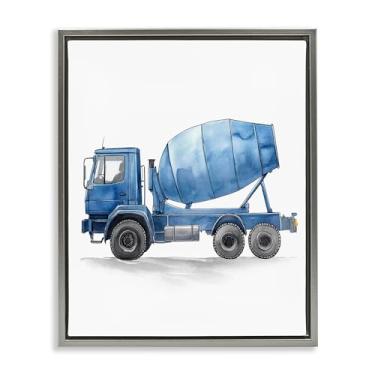 Imagem de Stupell Industries Arte de parede em tela flutuante com moldura cinza de cimento Working Trucks, design de Christine Simpson Art, 53 x 43 cm