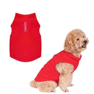 Imagem de YKYUASD Suéteres para cães de inverno colete de lã para filhotes de cachorro jaqueta de inverno anel em D para animais de estimação casaco sólido quente para clima frio (vermelho, grande)