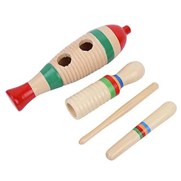 Imagem de RiToEasysports Instrumento de Percussão Guiro de Madeira Com Tubo de Som para Crianças, Brinquedo Infantil, Som Nítido, Material de Madeira, ótimo Desenvolvimento Musical