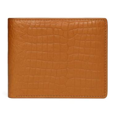 Imagem de Carteira masculina fina e minimalista de couro dobrável com bloqueio RFID, carteira masculina de couro genuíno com 9 compartimentos para cartão, 1 janela para identidade, 2 bolsos ocultos, 1 bolso com