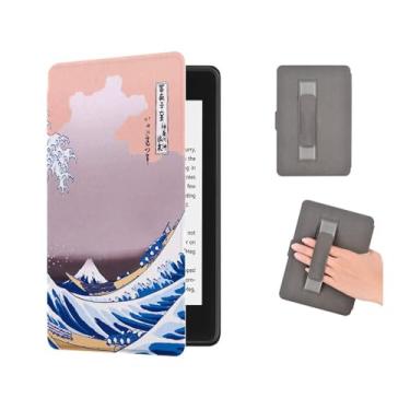 Imagem de Akacy Capa protetora de couro PU para Kindle Paperwhite 6.0 polegadas 11ª geração lançada em 2022/2024 (Modelo: C2V2L3/RS23CV) padrão pintado com alça (16)