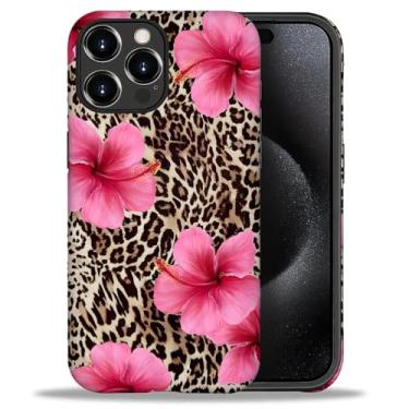Imagem de Capa para iPhone 16 Pro Max Estética Padrão Bonito Fino À Prova de Choque Proteção de Corpo Inteiro para Meninas Mulheres, P Hibisco Leopardo Estampa Cheetah