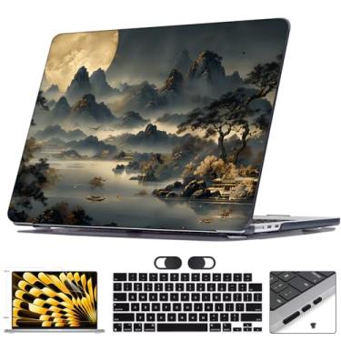 Imagem de Seanai Capa para MacBook Air 13,6 polegadas M4 A3240 A3113 A2681 (versão 2022 2023 2024 2025), capa rígida de plástico antiarranhões para Mac Air 13,6 M2 M3 M4 Chip Retina líquida, pintura de paisagem