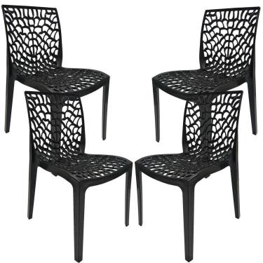 Imagem de Kit 04 Cadeiras Sala De Jantar Gruvyer F03 Preto