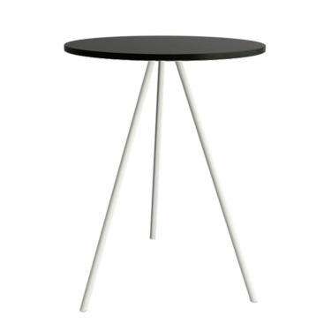 Imagem de Mesa Lateral Gabriela Branca Tampo De Madeira Preto