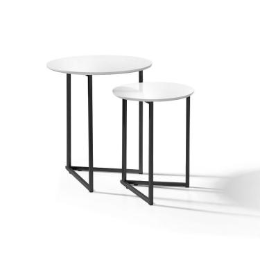 Imagem de Mesa Lateral Pé De Ferro Estilo Industrial Preto/branco