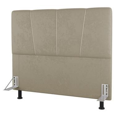 Imagem de Cabeceira Cama Box Casal Amber 140cm Estofada Suede Bege - Abmaza