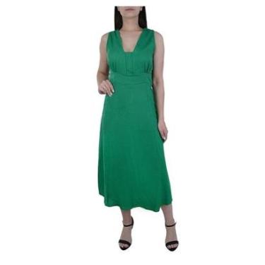 Imagem de Vestido Feminino Parado no Ar Linho Midi Verde - 720800-Feminino