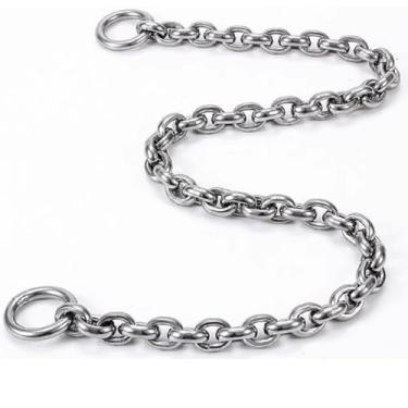 Imagem de Coleira de gargantilha para cães, coleira de aço inoxidável para cães médios e grandes, resistente, colar de metal para treinamento de cães, ferragens prateadas (4 mm, 58 cm)