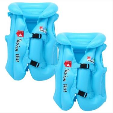 Imagem de Kit 2 Coletes Inflável Infantil Colorido Menino Menina Médio para prot