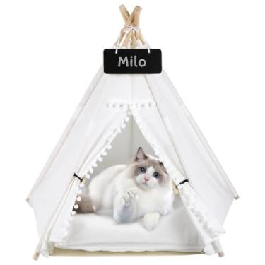 Imagem de Tenda portátil para gatos e cães pequenos, cama lavável para animais de estimação com almofada, barraca interna com quadro-negro para filhotes e coelhos,
