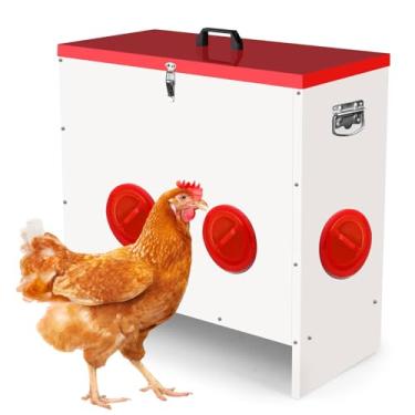 Imagem de Qdreclod Alimentador de frango galvanizado profissional de 6 portas (22,7 kg) – Sistema de alimentador automático de aves de grande capacidade, adequado para galinhas, gansos, patos, perus, codornizes