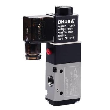 Imagem de 1 peça 3V110 06 3V210 08 AC220V CC 12V 24V 3 portas 2 posições válvula solenoide pneumática normalmente fechada (3V310-10 NC AC220V)