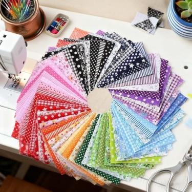 Imagem de 14 peças de tecido de algodão de 25 cm x 24,9 cm faça você mesmo suprimentos de tecido de patchwork acolchoado pacotes de quarto de gordura para almofadas de patchwork de algodão (roxo e amarelo, 25