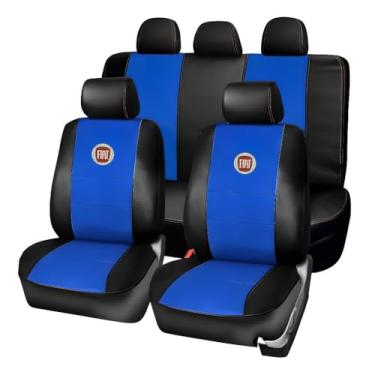 Imagem de capas para banco de carro couro fiat uno palio cor preto com vermelho azul bege cinza grafite rosa todos ano e modelo (preto e azul)