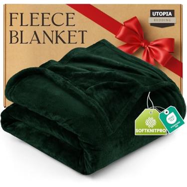 Imagem de Cobertor de Lã Utopia Bedding, 300 g/m², Luxuoso, Antiestático, Felpudo, Macio, de Microfibra, para Cama, Verde-floresta, Tamanho Solteiro, 152 x 203 cm