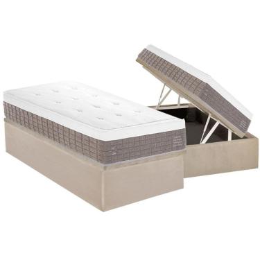 Imagem de Conjunto Box Baú Solteiro: Colchão Molas Herval Maxspring C1784 + Base Crc Suede Clean (88x188)