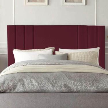 Imagem de Cabeceira Estofada 160 Cm Cama Box Queen Suede Moderna Frame Bordo