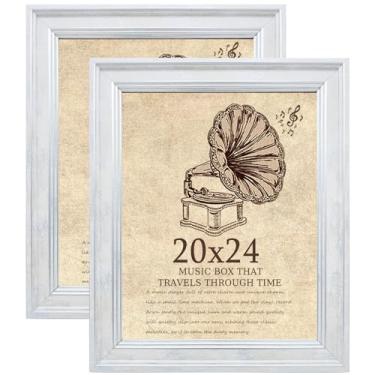 Imagem de TKYGU Porta-retrato de 50 x 61 cm com conjunto de 2 vidros de verdade, molduras vintage - molduras de estilo antigo para parede - Moldura ornamentada para escritório branco rústico ou decoração de