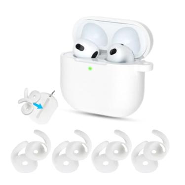 Imagem de Aiivioll Capa e ganchos de ouvido para AirPods 4 (2024), 4 pares de capas de ouvido antiderrapantes [bolsa de armazenamento adicional] e capa de silicone compatível com AirPods 4ª geração (branco)
