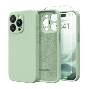 Imagem de SuydanBox Capa magnética para iPhone 15 Pro Max, compatível com MagSafe, [proteção total da câmera][película] Capa protetora de silicone à prova de choque para iPhone 15 Pro Max de 6,7", ciano claro