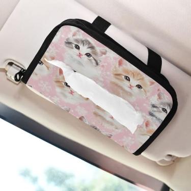 Imagem de SEHANY Porta-lenços de carro de gato fofo, caixa de lenços de papel de carro, suporte de guardanapo retangular dispensador de máscara de carro caixa de lenços de veículo para automóvel universal