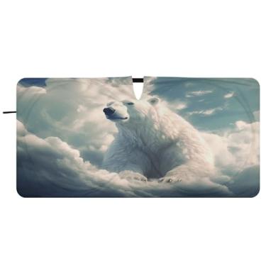 Imagem de Blueangle Pára-brisas com pintura de ursos polares - 149.9 cm x 76.2 cm dobrável carro janela frontal blocos para-sol raios UV viseira de sol (245)