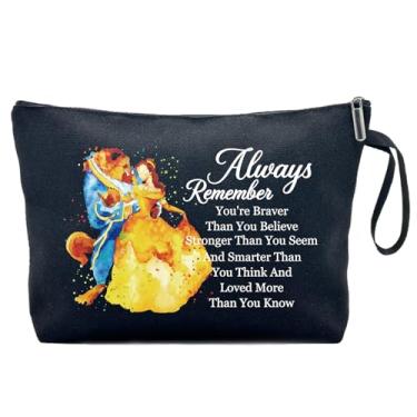 Imagem de Bolsa de cosméticos divertida You Are Braver Stronger, bolsa de armazenamento de artigos de higiene pessoal de lona, bolsa de maquiagem com zíper, presentes inspirados na fera da beleza, presentes