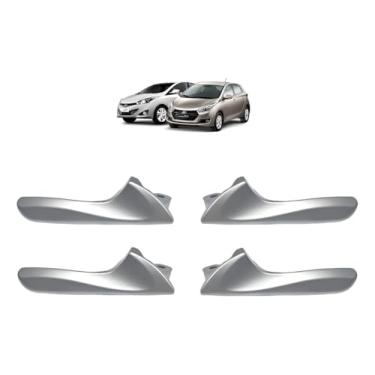 Imagem de Kit 4 Gatilho Maçaneta Interna Dianteira e/ou Traseira Hb20 Hb20S Hb20X Até 2019 Prata