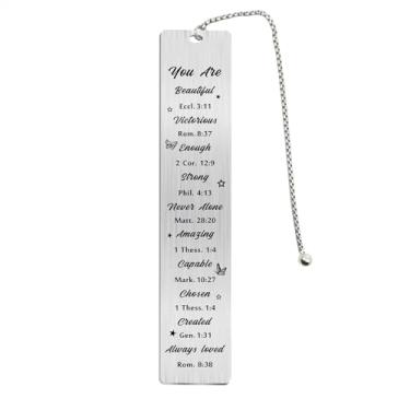 Imagem de Fetiger Presentes de Natal cristãos para mulheres, marcador de página de confirmação para meninas adolescentes, versículo bíblico presente para filha, neta, afilhada