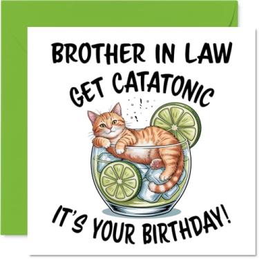 Imagem de Stuff4 Cartão de aniversário de cunhado - Catatônico - Cartão de feliz aniversário para cunhado da irmã irmão, cartões comemorativos de aniversário de 14 cm com design de animal fofo