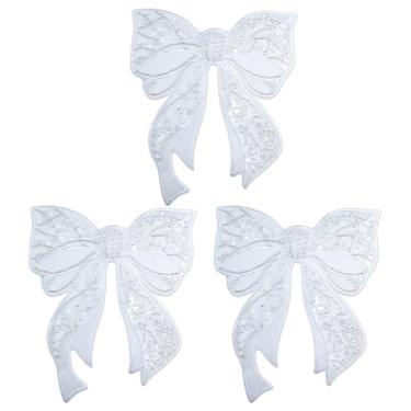 Imagem de 3 peças de apliques de laço costurados com contas, bordado de laço de renda, kit de laço de lantejoulas, acessórios DIY para roupas, chapéus, bolsas