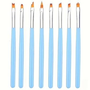 Imagem de Conjunto de 8 pincéis de arte de unhas, pincel de gel de unhas 3D Builder, caneta profissional de desenho de manicure acrílica para manicure de salão em casa, azul