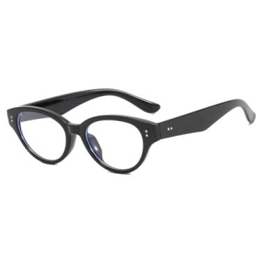 Imagem de Óculos de sol estilo olho de gato, luxuoso, com rebites, retrô, armação pequena, masculino, para dirigir, para viagem, UV400 (preto transparente)