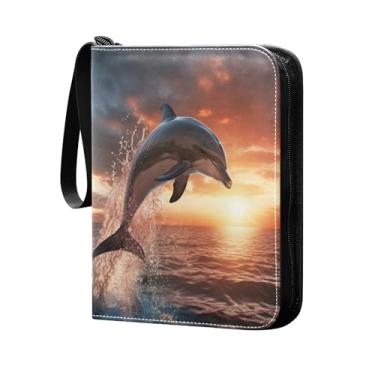 Imagem de Wassud Fichário de 4 bolsos para cartas colecionáveis de mergulho, golfinho, pôr do sol, comporta 400 cartões padrão, álbum TCG CCG MTG, presentes para colecionadores, meninos e meninas