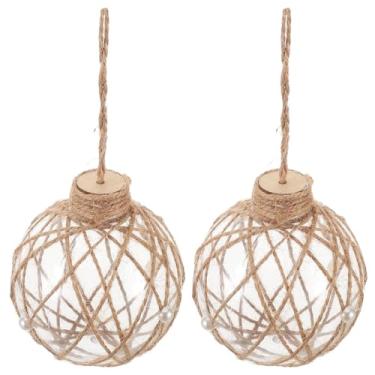 Imagem de Cabilock 2 peças de enfeite de plástico transparente preenchível, bolas redondas inquebráveis com barbante de juta para decoração de árvore de Natal, decorações de festa de casamento