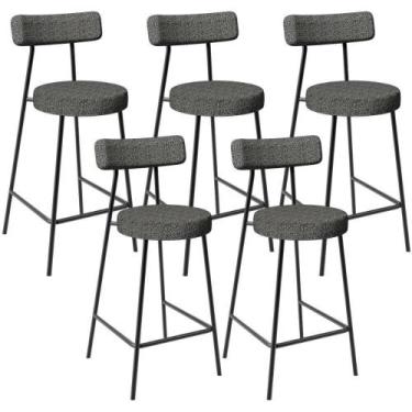 Imagem de Kit 05 Banquetas Baixa Para Cozinha Sala De Jantar Bar Bancada Milão L