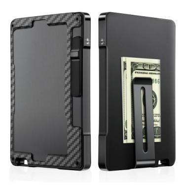 Imagem de Carteira umoven minimalista para homens com bloqueio RFID de alumínio