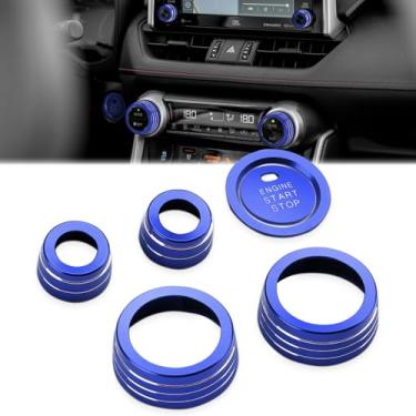 Imagem de Auovo Capa de maçaneta AC compatível com Toyota RAV4 Acessórios Rav4 2025 2024 2023 2022 2021 2020 2019 Rav4 Rádio Volume Tune Controle de Áudio Aparar Ar Condicionado Anel de Tampa do Puxador 6 peças