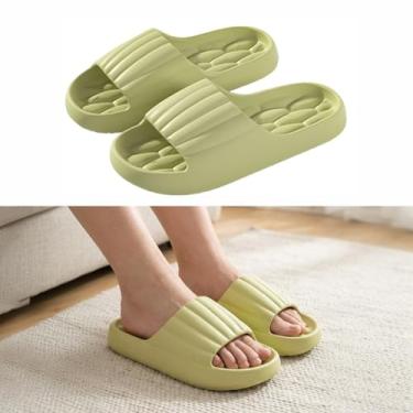 Imagem de Pantufas antiderrapantes com sola grossa para homens e mulheres, chinelos de nuvem macia, secagem rápida, banheiro, piscina, praia, chuveiro, calçado, Verde, 8-9