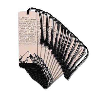 Imagem de Dicksons Marcador de livro com borla cristã inspiradora para livros, estudo da Bíblia, diários 5 x 15 cm, cartolina sermão no monte, pacote com 12