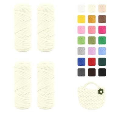 Imagem de Maxee Pacote com 4 fios de camiseta premium (200 g/75 m cada), fio de fita macia para crochê e tricô - cor intensiva e fácil de cuidar