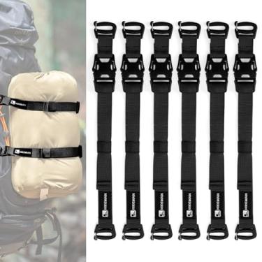 Imagem de HIKEMAN Tactical Molle System Conjunto de alças e fivelas de mochila - Pacote ajustável de 49,5 cm acessórios de alça de fixação (6, preto, 49,5 cm)