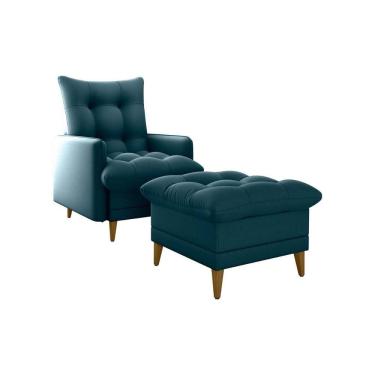 Imagem de Poltrona De Amamentação Com Puff Montreal Suede Petróleo Matrix Suede Petróleo